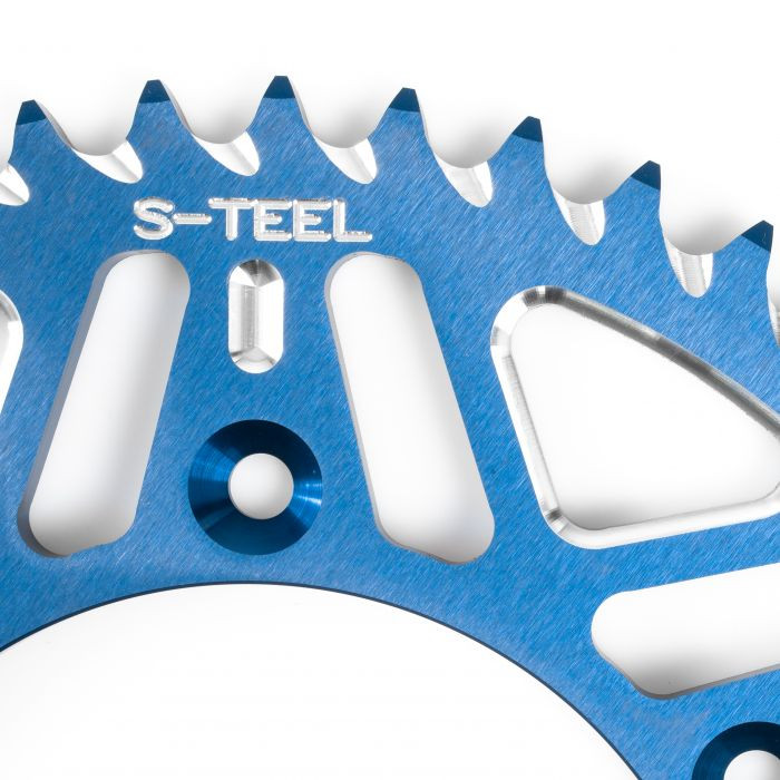 Couronne aluminium S-TEEL anti-boue Yamaha pas 520 bleu 48 dents - vue 2